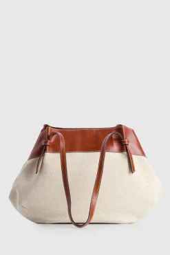 Alana Leather Canvas Tote Bag