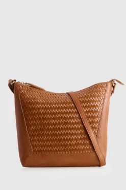 Elise Leather Weave Bucket Bag
