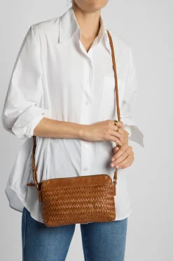 Elise Leather Weave Crossbody Bag