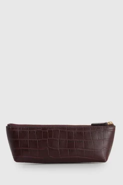 Lila Croc Emboss Pencil Case