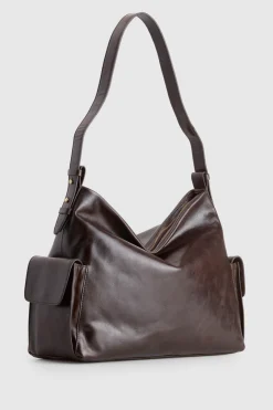 Narda Leather Pocket Hobo Bag