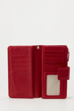 RFID Leather Zip Around Wallet